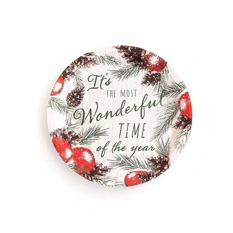 Factory Design Christmas Paper Plate Baking Light Salad Round Paper Plate 7 Inch 9 Inch Christmas Paper Plate