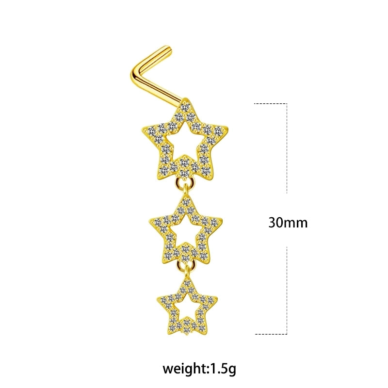 1 Piece Nose Rings & Studs Minimalist Classic Style Heart Shape Butterfly Stainless Steel Titanium Steel Copper Plating Inlay Rhinestones Zircon Gold Plated Nose Rings & Studs