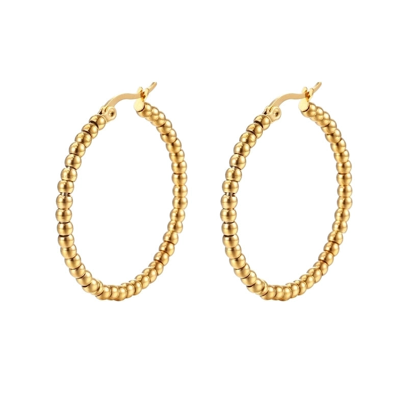 1 Pair Fashion Round Plating 304 Stainless Steel 18K Gold Plated Hoop Earrings