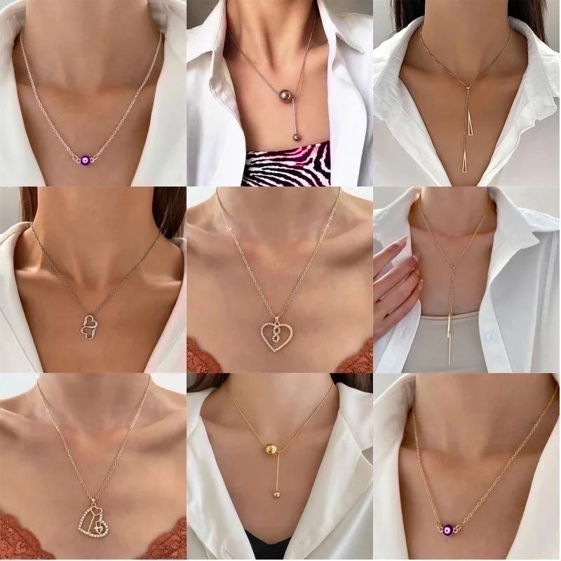 Casual Minimalist Cross Infinity Heart Shape Titanium Steel Copper Plating Hollow Out Inlay Crystal Rhinestones Zircon 18k Gold Plated Gold Plated Silver Plated Pendant Necklace