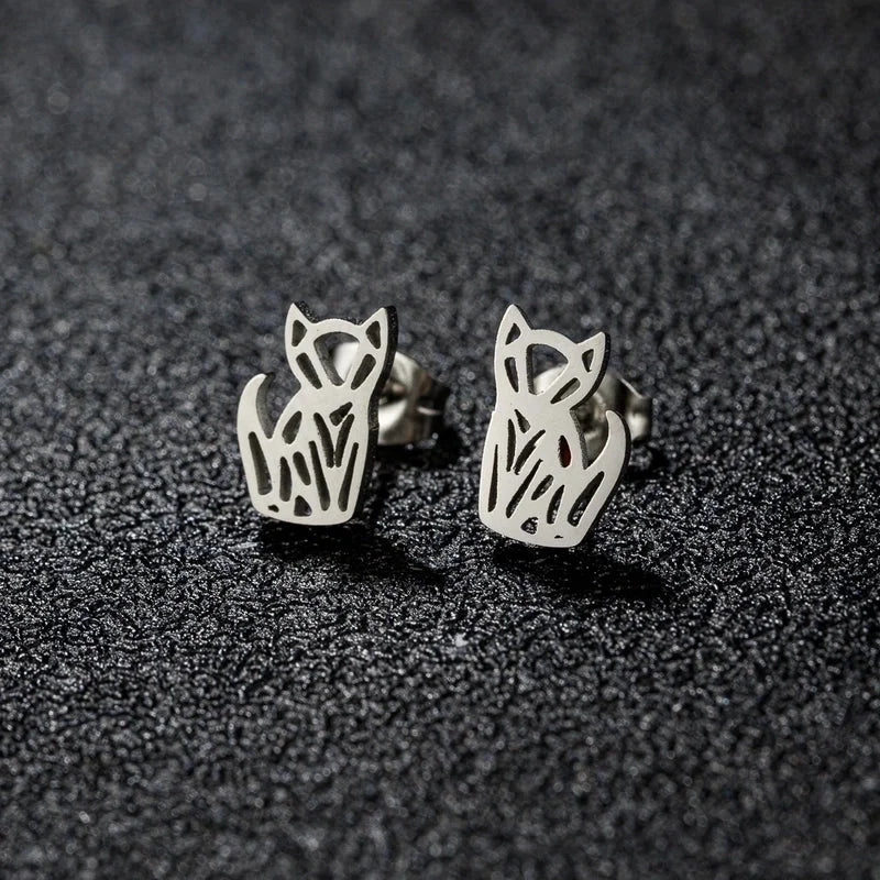 1 Pair Cute Minimalist Animal Notes Polishing 304 Stainless Steel 18K Gold Plated Ear Studs