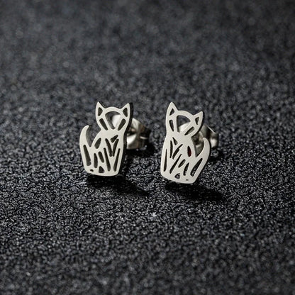 1 Pair Cute Minimalist Animal Notes Polishing 304 Stainless Steel 18K Gold Plated Ear Studs