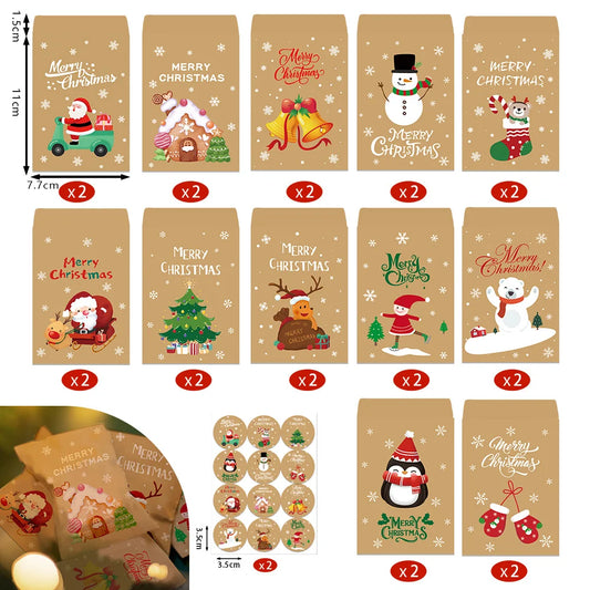 Christmas Small Envelope Bag Paper Bag Christmas Decoration Packaging Gift Bag Original Christmas Greeting Card Gift Small Storage Bag