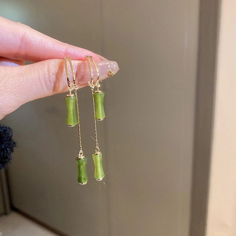 1 Pair Retro Color Block Heart Shape Pleated Inlay Copper Rhinestones Drop Earrings