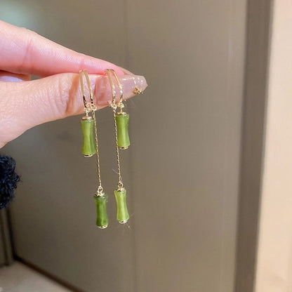 1 Pair Retro Color Block Heart Shape Pleated Inlay Copper Rhinestones Drop Earrings