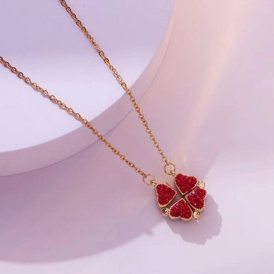 Minimalist Heart Shape Titanium Steel Inlay Rhinestones Women\'s Pendant Necklace