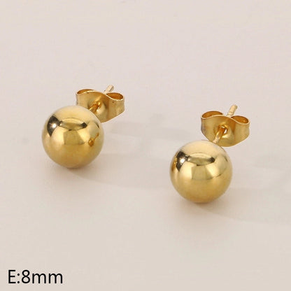 1 Pair Minimalist Round 304 Stainless Steel 18K Gold Plated Ear Studs