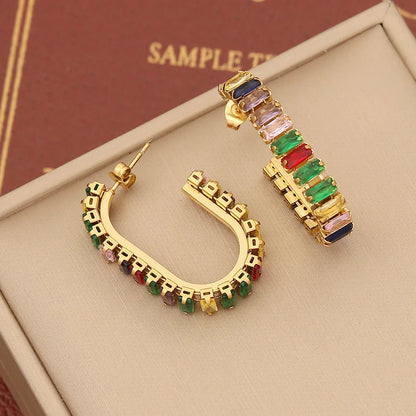 Fashion Heart Geometric Stainless Steel Electroplating Earrings