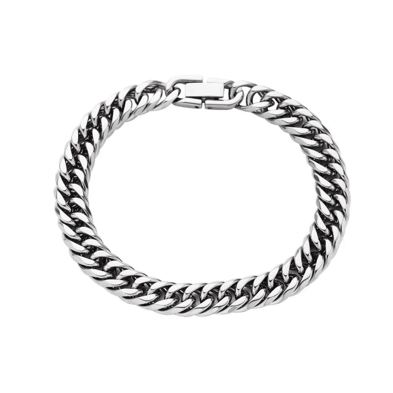 Hip-Hop Punk Geometric 304 Stainless Steel Cuban Link Chain Curb Chain Bracelets In Bulk