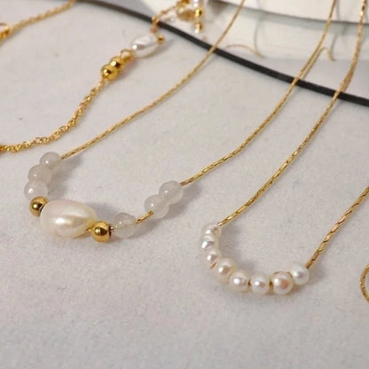 IG Style Water Droplets 304 Stainless Steel Imitation Pearl 18K Gold Plated Plating Necklace