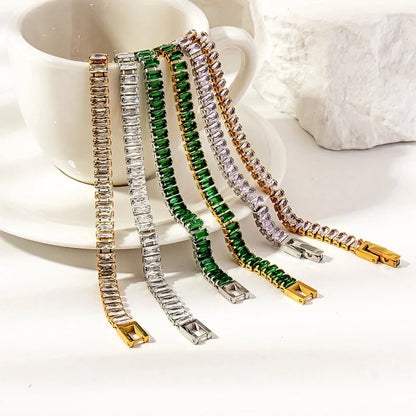 Retro Solid Color 304 Stainless Steel Zircon Bracelets In Bulk