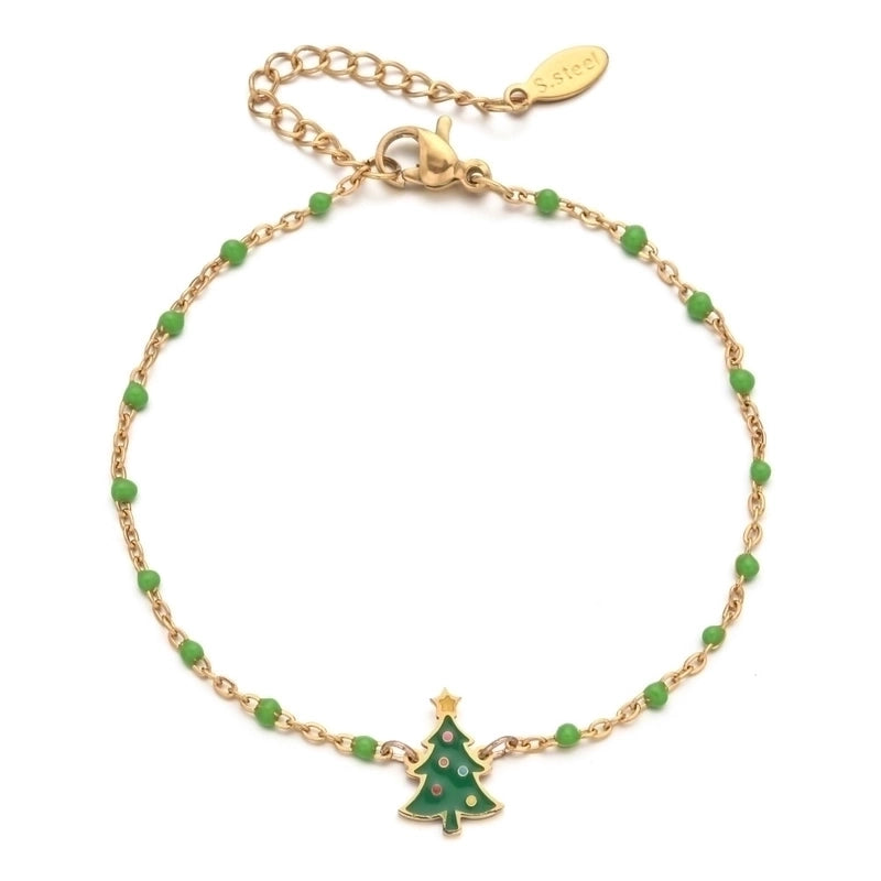 Cartoon Style Cute Christmas Tree Stainless Steel Bracelets In Bulk Christmas