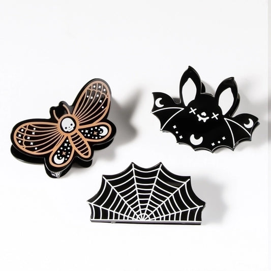 Halloween Women's Spider Web Bat Butterfly Arylic Hair Claws
