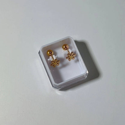 1 Pair Sweet Cross Heart Shape Snowflake Plating 304 Stainless Steel Titanium Steel 18K Gold Plated Cartilage Earrings