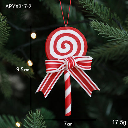Christmas Elegant Cute Lollipop Soft Clay Indoor Family Gathering Party Hanging Ornaments Decorations Hanging Ornaments