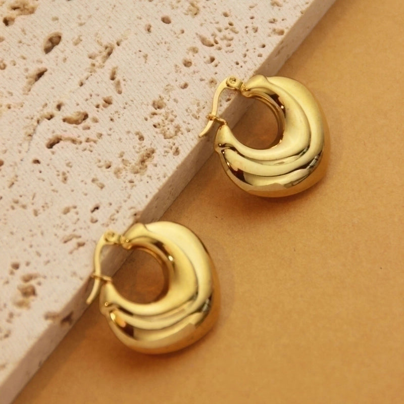 1 Pair Retro Minimalist C Shape U Shape Solid Color Plating Titanium Steel 18k Gold Plated Earrings