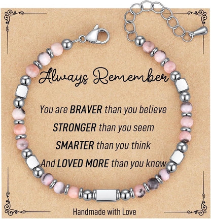 Minimalist Classic Style Round 304 Stainless Steel Natural Stone Bracelets In Bulk