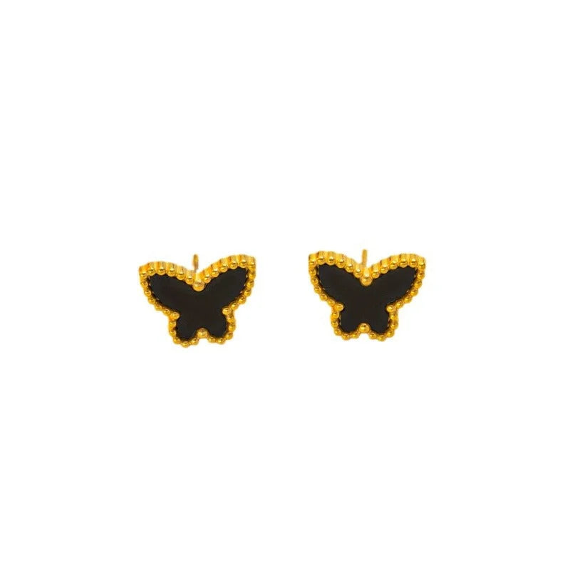 Korean Wing Geometric Titanium Steel 18K Gold Plated Stud Earrings