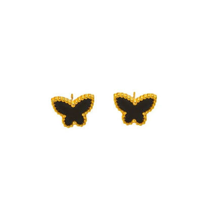 Korean Wing Geometric Titanium Steel 18K Gold Plated Stud Earrings