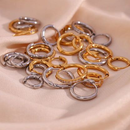 Fashion Circle Geometric Stainless Steel 18K Gold Plated Earrings