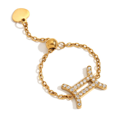 Fashion Zodiac Sagittarius Zodiac Sign Scorpius Libra Capricorn Virgo Stainless Steel Electroplating Rings