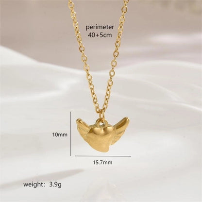 Stainless Steel 18K Gold Plated Minimalist Polishing Plating Star Heart Shape Bow Knot Pendant Necklace