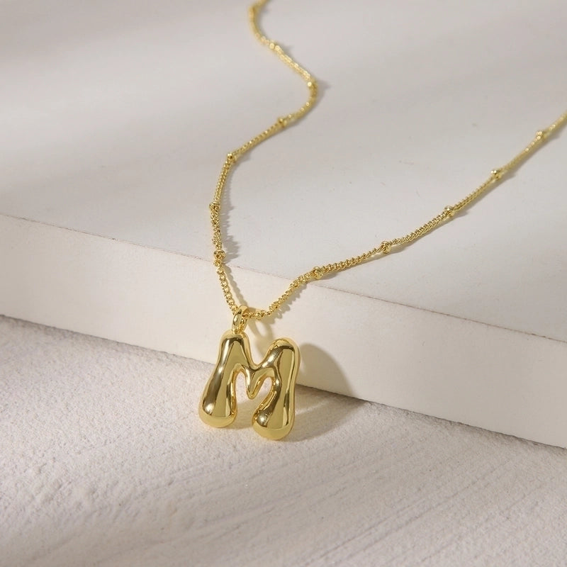 Copper 14K Gold Plated Letter Pendant Necklace
