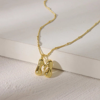 Copper 14K Gold Plated Letter Pendant Necklace