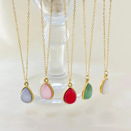 Retro Water Droplets 304 Stainless Steel Plating Pendant Necklace