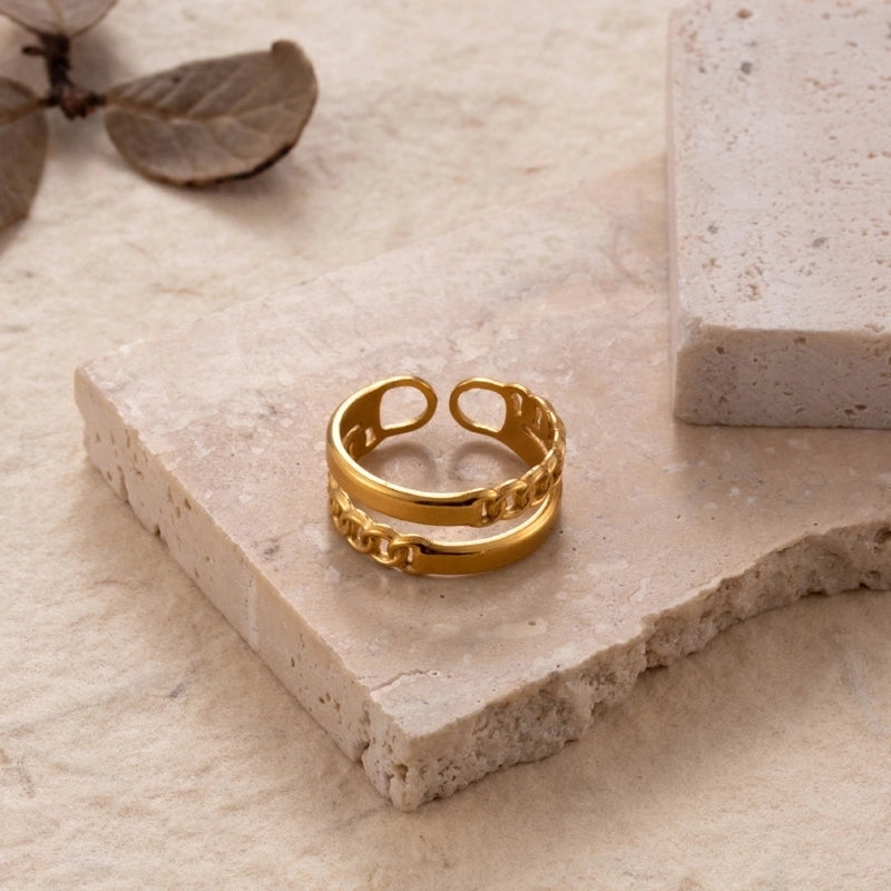 INS Style Minimalist Solid Color Snake 304 Stainless Steel Plating Hollow Out Open Ring