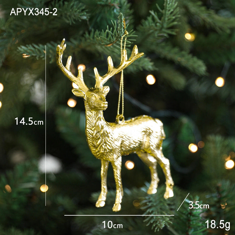 Christmas Elegant Lady Pastoral Star Elk Plastic Holiday Banquet Hanging Ornaments Decorations Hanging Ornaments