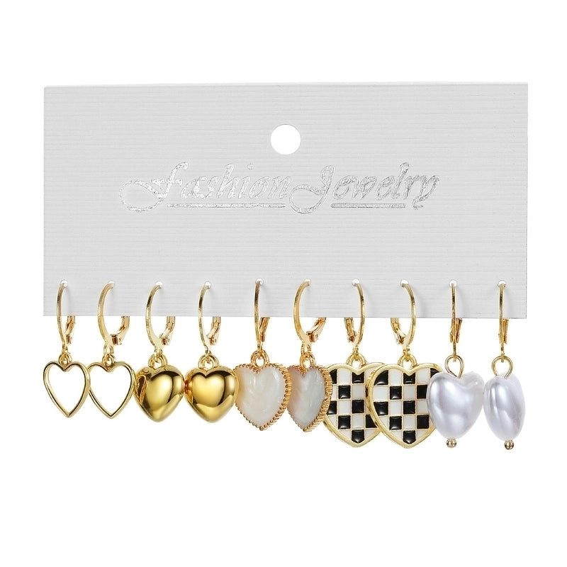 Retro Round Alloy Plating Artificial Pearls Women\'s Earrings Ear Studs 6-piece Set