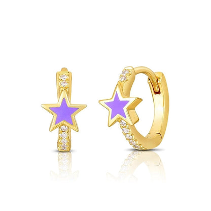 Minimalist Star Heart Shape Eye Copper Drop Earrings Epoxy Gold Plated Zircon Copper Earrings