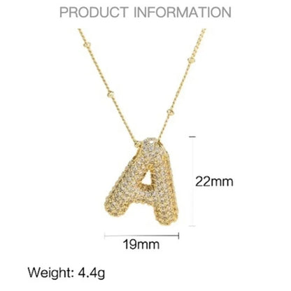Casual Minimalist Letter Brass Plating Zircon Pendant Necklace 1 Piece