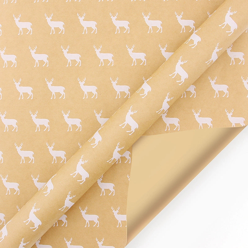 Christmas Cute Snowflake Elk Kraft Paper Party Gift Wrapping Supplies