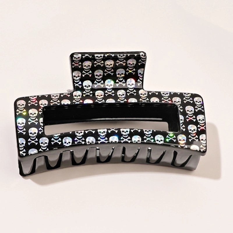 Halloween Hip-Hop Retro Funny Women's Printing Pumpkin Skull Plastic Hair Claws