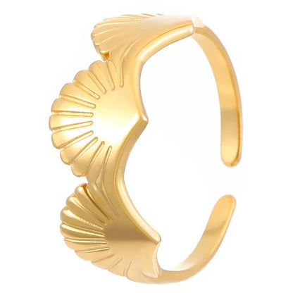 Modern Style Classic Style Leaf Starfish Shell 304 Stainless Steel Plating Open Rings