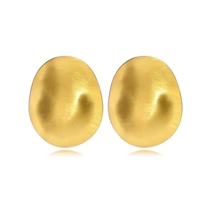 1 Pair INS Style Oval Plating 304 Stainless Steel 18K Gold Plated Ear Studs