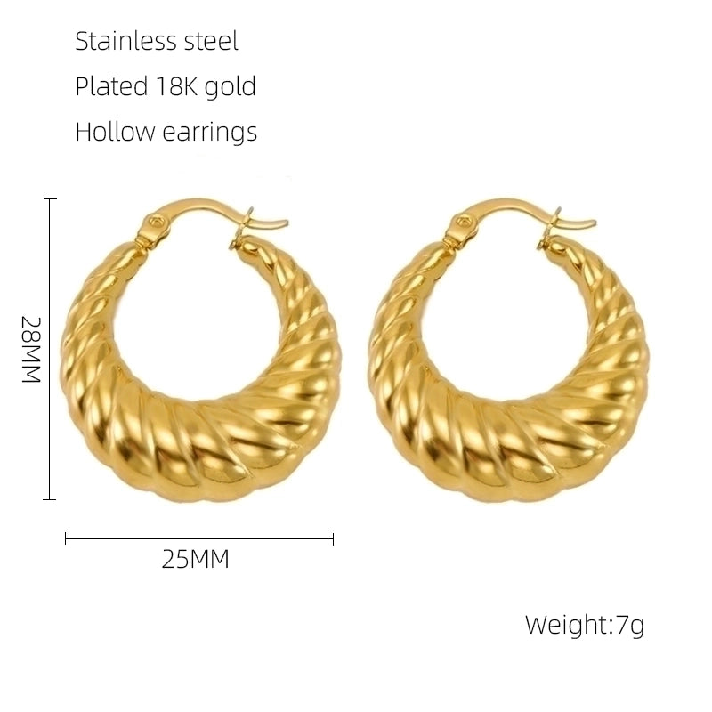 1 Pair Retro Solid Color Plating 304 Stainless Steel 18K Gold Plated Earrings