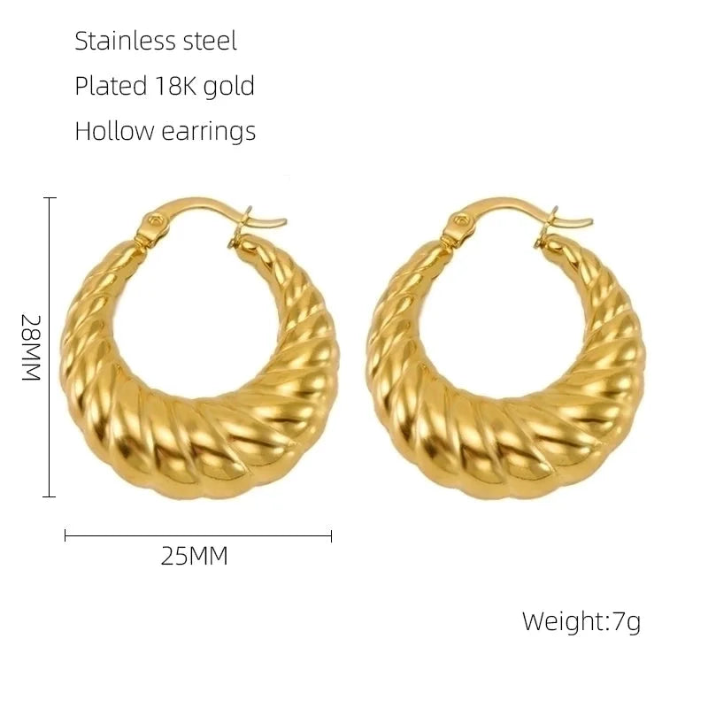 1 Pair Retro Solid Color Plating 304 Stainless Steel 18K Gold Plated Earrings