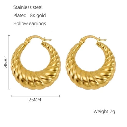 1 Pair Retro Solid Color Plating 304 Stainless Steel 18K Gold Plated Earrings