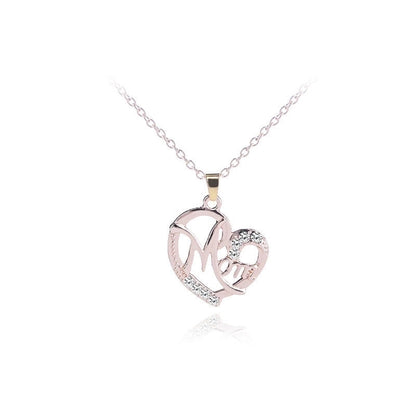 1 Piece Mama Minimalist Letter Moon Heart Shape Alloy Copper Plating Inlay Artificial Rhinestones Artificial Diamond Rose Gold Plated Gold Plated Silver Plated Pendant Necklace