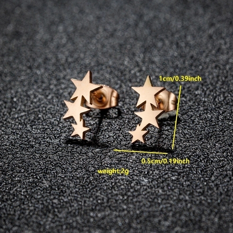 1 Pair Minimalist Classic Style Round Star Moon Hollow Out 304 Stainless Steel 18K Gold Plated Ear Studs