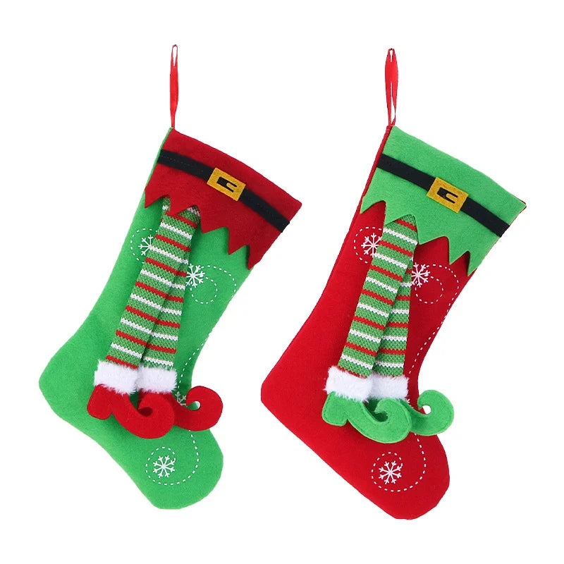 Hot Sale Christmas Stocking Elf Leg Small Gift Bag Fireplace Hanging Decoration Christmas Outfit