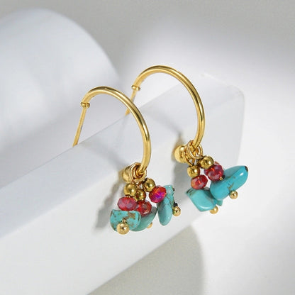 Romantic Stone Stainless Steel Plastic Drop Earrings Plating Stainless Steel Earrings