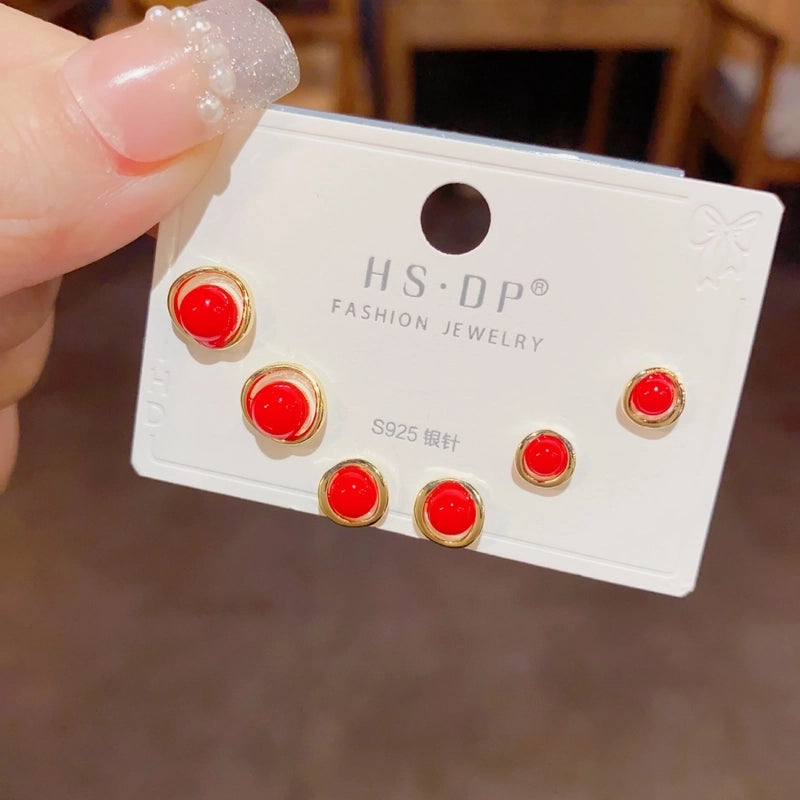 Fashion Geometric Copper Plating Artificial Pearls Zircon Earrings 3 Pairs