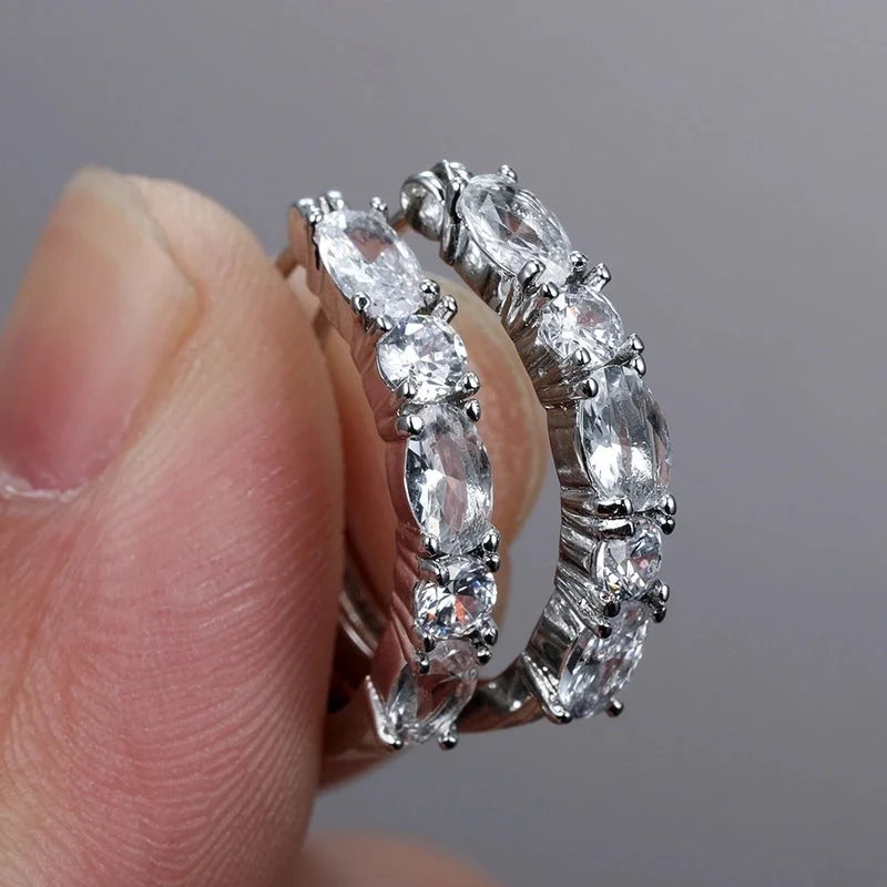 1 Pair Fashion Geometric Copper Inlay Zircon Earrings