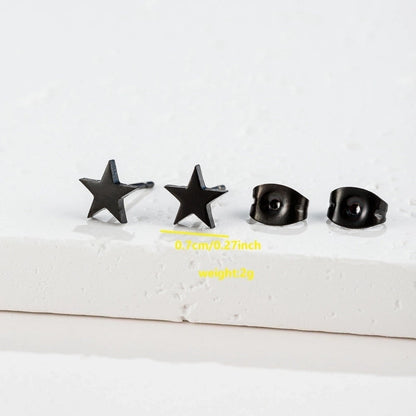 1 Pair Minimalist Classic Style Round Star Moon Hollow Out 304 Stainless Steel 18K Gold Plated Ear Studs