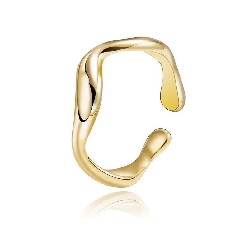 Minimalist U Shape Titanium Steel Plating 18k Gold Plated Open Ring