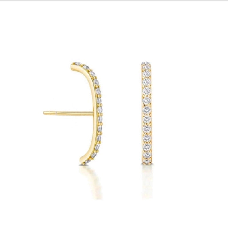 1 Pair IG Style Minimalist Geometric Inlay Copper Zircon Gold Plated Earrings
